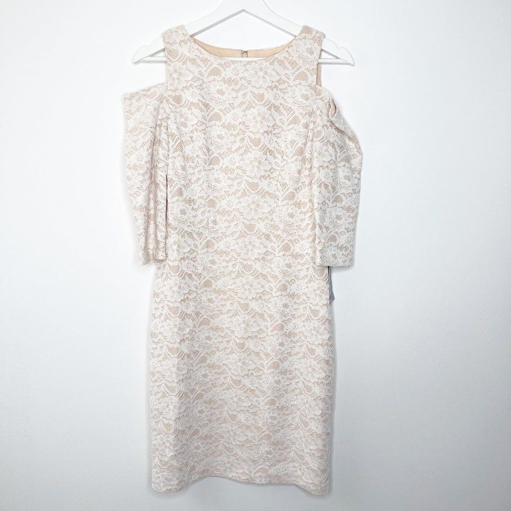 ELIZA J Midi Cold Shoulder Lace Dress 